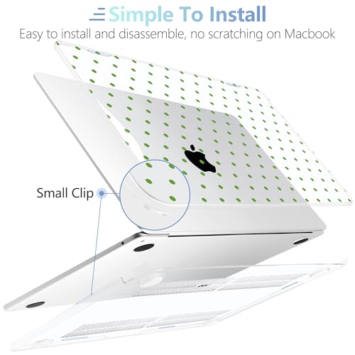 Image of MEEgoodo Case for M5 /M4 /M3 /M2 MacBook Air 13 inch 2026 2025 2024 2022, Fit Model A3449 /A3240 /A3113 /A2681, Case Compatible with MacBook Air 13.6-inch, Green Polka Dots