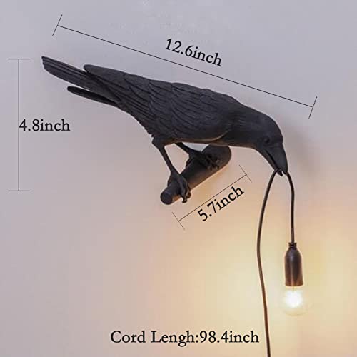 Image of NorDiem Crow Wall Lamp, Unique Gothic Raven Birds Wall Sconce Light for Bedside Bedroom Living Room Farmhouse Decor (Left Black Wall Lamp)