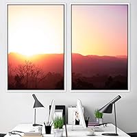 2 Piece Framed Canvas Wall Art Sunset in The Mountains Canvas Prints Home Artwork Decoration for Living Room,Bedroom - 16