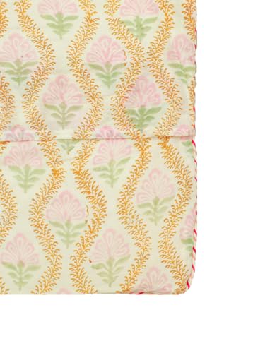 Image of Pichwai Hand Block Printed Cushion Cover Set | Cushions Cover for Home & Office | 100% Cotton Fabric | Size - 16 x 16 Inches | Pack of 2 Cushion Covers | Color - White