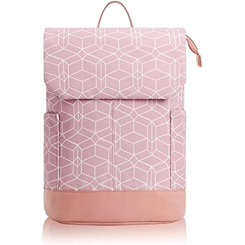 KALIDI Rucksack,Unisex Daypack mit 15,6 Zoll Laptopfach,Wasserdichter Tagesrucksack Leichter Damen Herren Schulrucksack für Reisen Schule Job, Rosa sechseck Cover