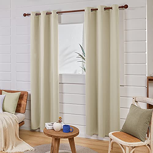 Deconovo Grommet Blackout Curtains For Kids Bedroom, Room Darkening Thermal Insulated Window Curtain, Beige, 42X84 Inch, 1 Panel #TOP1