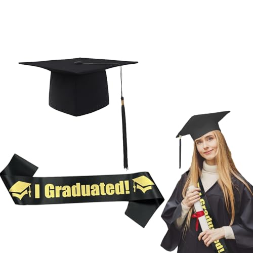 YCZARD Juego de gorra de graduación 2025, sombrero de graduación con banda de graduación, gorra de graduación para ceremonia de fiesta de graduación de la escuela secundaria 2025