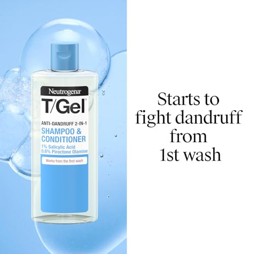 Image of Neutrogena T /Gel Anti-Dandruff 2-in-1 Shampoo & Conditioner with 1% Salicylic Acid & 0.6% Piroctone Olamine - Works from First Wash, 250 ml
