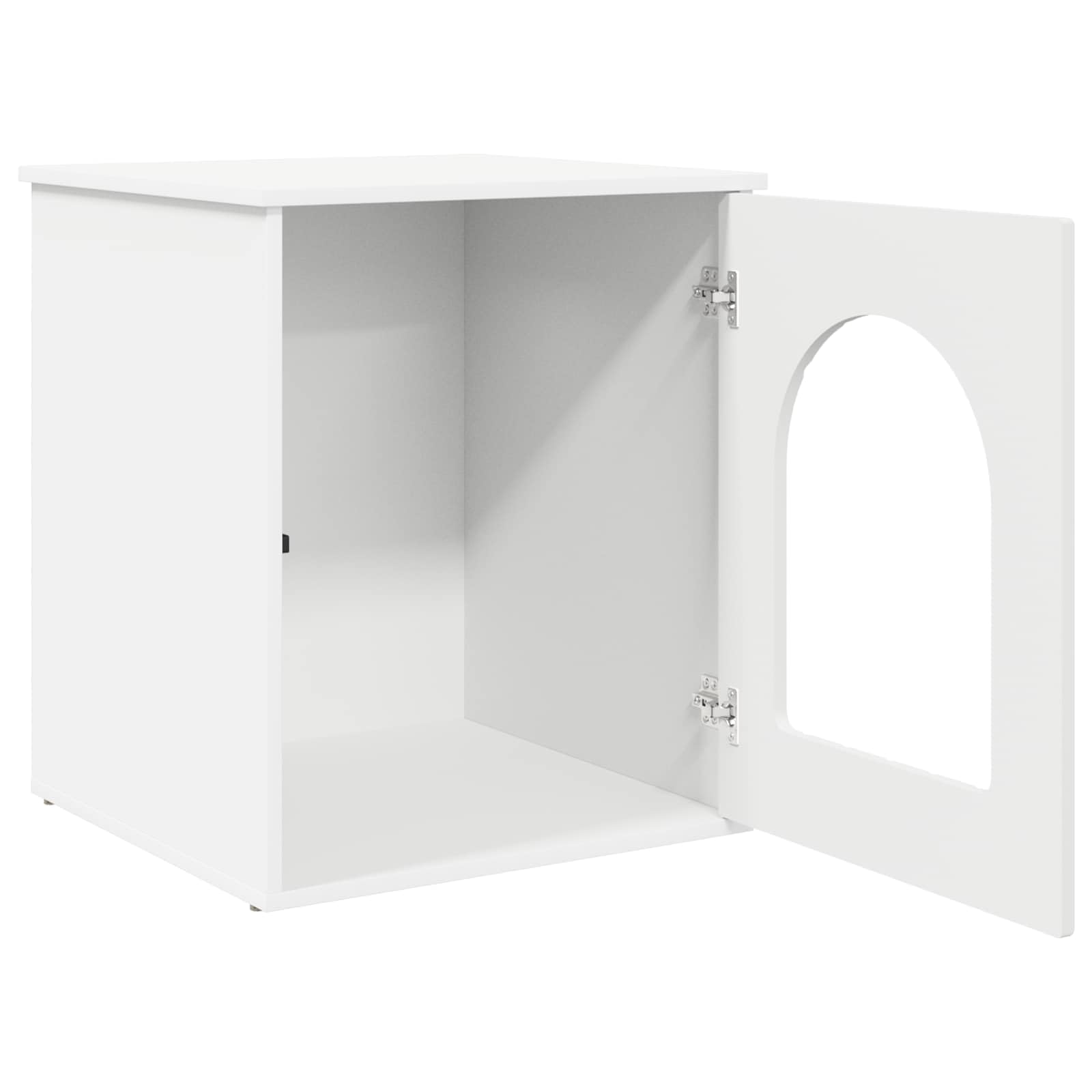 Casetta per gatti bianca in legno 53 x 52 x 62 cm con kit di montaggio per soggiorno interno, stabile, salvaspazio, accogliente rifugio, design moderno, facile da pulire, durevole