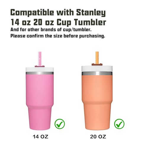 Image of Replacement Straw Compatible with Stanley 14 oz 20 oz Cup Tumbler, 6 Pack Reusable Straw with Cleaning Brush, Plastic, Clolors