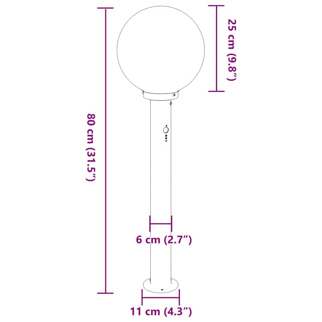 Pollerleuchte mit Sensor 80 cm Schwarz Edelstahl IP44 wetterfeste Stehlampe für Außenbereich Garten Terrasse Wegbeleuchtung, modernes Design, energiesparende LED Lampe für Flur und Büro