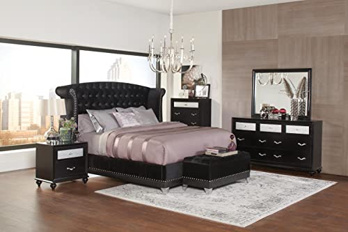 Coaster Barzini Collection 35" Chest With 5 Drawers Metallic Acrylic Drawer Front Diamond Chrome Hardware Bun Feet Asian Hardwood And Okume Veneer In Black 200895 #TOP4