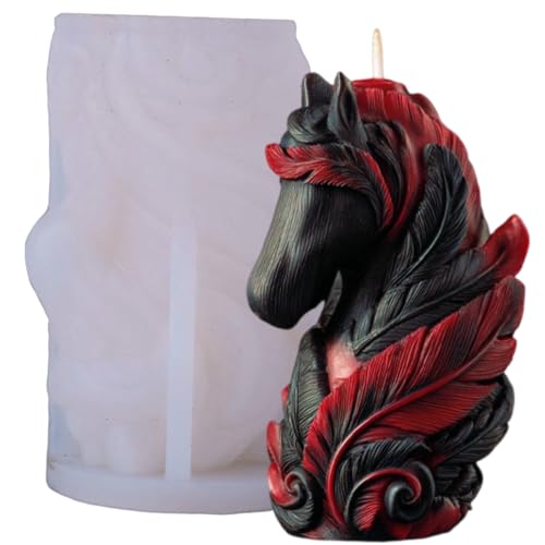 Winged Horse Bust Silicone Mold for Candle Soap Epoxy Resin Plaster Craft D