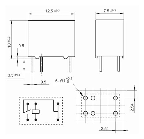 Relé THA-24 23F-24V de 6 pines interruptor electromecánico miniatura para PCB 2