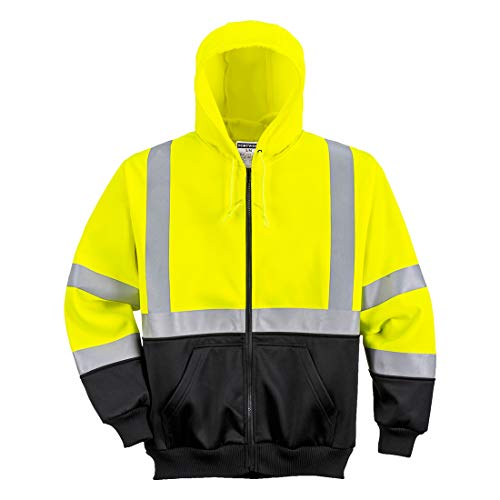 Portwest Hi-Vis 2-Tone Zipped Hoodie Visibility Reflective Safety Work Sweatshirt JumperANSI 3