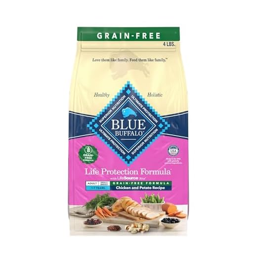 Blue Buffalo Life Protection Formula Natural Grain Free Small Breed Adult Dry Dog Food, with Chicken and Potatoes, 4 lb. Bag