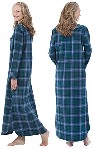 PajamaGram Night Dress For Women Sleepwear - Night Gown, Green, MD