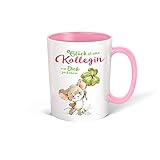  Trötsch Tasse Glück Kollegin weiß rosa: Kaffeetasse Teetasse Geschenkidee Geschenk (Keramiktasse / Glücksmaus)