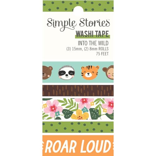 Simple Stories Wild Washi ruban adhésif papier motifs nature