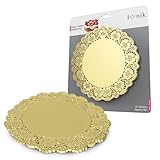 IUNIK–150 Pcs 12 Inch Disposable Doilies Paper, lace placemats, gold placemats,disposable placemats, Paper Doilies, Foil Paper Doilies Bulk for Tableware Decor Weddings Cakes Party Wedding Decor