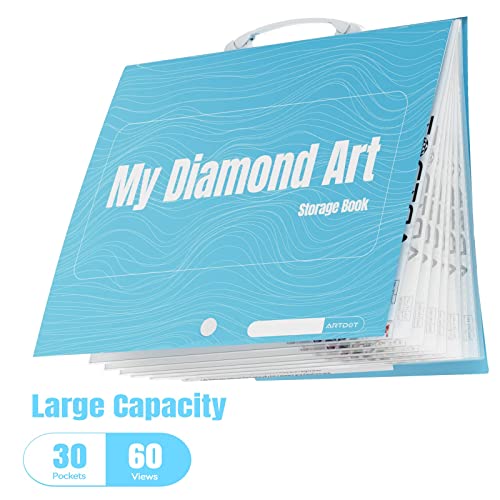 ARTDOT A2 Storage Book for Diamond Art Kits, Diamond Art Portfolio Folder with 30 Pocket Slevees Protectors (39.7 x 56cm)