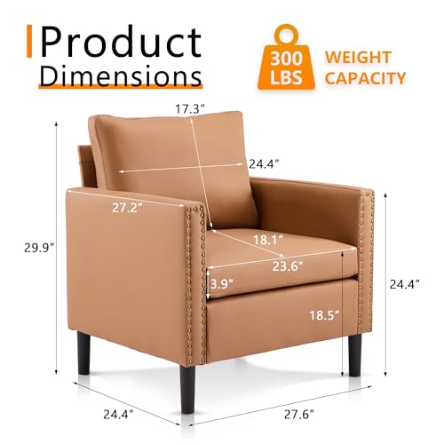 Sillón moderno piel sintética color marrón miniatura 2
