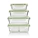 Produktbild GOURMETmaxx Glas-Frischhaltedosen klick-it 4er Set | Spülmaschinen- Mikrowellen- und Gefrierschrankgeeignet | Deckel mit Silikon Dichtungsring und 4-Fach-klick-Verschluss [Limegreen]