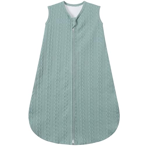 Image of GUNTAIL Baby Sleep Sack 6-12 Months, Baby Wearable Blanket 100% Acrylic knit 2-Way Zipper Toddler Sleeping Sack TOG 0.5 (Green)