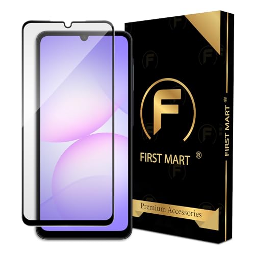 Image of FIRST MART Gorilla Tempered Glass Compatible For Samsung Galaxy A07 and Samsung M07 (6.7 Inches) With Full Screen Coverage and Easy Installation Kit| Edge-To-Edge Protector|Black