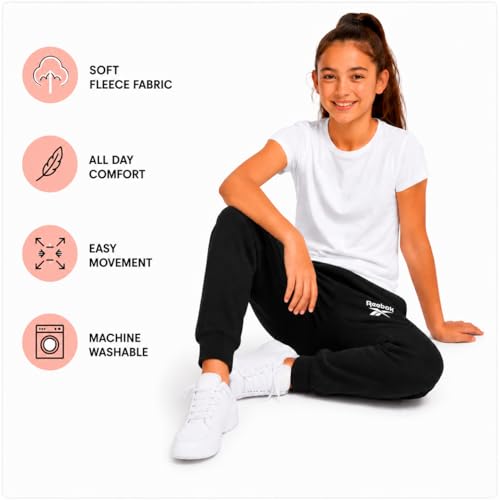 Pantalones deportivos Reebok de niñas con forro polar hilado ligero y transpirable para verano 6
