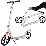 Einstellbarer Lenker: Der scooter roller verfügt über breite Griffe, die je nach Größe und Komfort des Fahrers auf 4 verschiedene Höhen eingestellt werden können, damit große Fahrer keinen Spaß am Schießen verpassen. Sie müssen nicht jedes Jahr einen neuen roller kaufen! Perfekt für Jugendliche und Erwachsene.