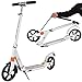 City Roller Scooter Klappbar & Höhenverstellbar Roller für Erwachsene, Big Wheel Scooter Cityroller mit Doppelfederung und Tragegurt, Tretroller für Kinder ab 12 Jahre bis 100kg (White)