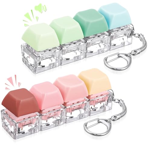 2Pcs Keyboard Fidget Toy Fidget Toys Quality and Built to Last Clicky Fidgets Toy Portable Fidgets Keyboard 4 Buttons with Keychain Fashionable Functional Gifts for Adults and Kids (Warm B)