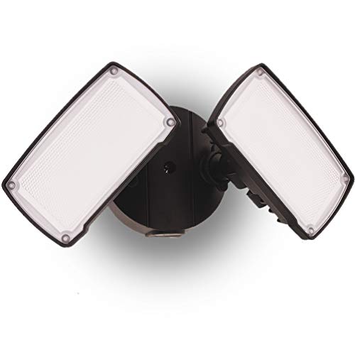 LUTEC 30W 3000Lumen Lámpara de pared de seguridad para exteriores LED reflector de doble cabezal, 5000K de luz diurna, de anochecer a amanecer, exterior para patio, jardín, patio-Negro
