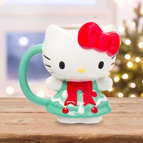 Image of Silver Buffalo Sanrio Hello Kitty Christmas Tree, 3D Sculpted Mug, 20oz