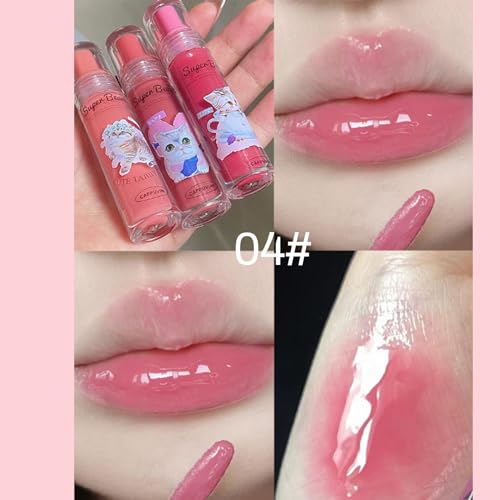 Domality 3 Colors Hydrating Lip Gloss Set with Kitty Package, 3Pcs Glossy Shine Finish Liquid Lipstick, Moisturizing Long Wearing Waterproof Not Fade Lip Tint Stain, Mirror Finish Lip Makeup Kit - Image 3