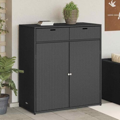 Générique Armoire de Rangement de Jardin Noir 105x55x113cm résine tressée,Meubles,Mobilier de Jardin,Coffres de Jardin,Noir,20.8 KG,365563