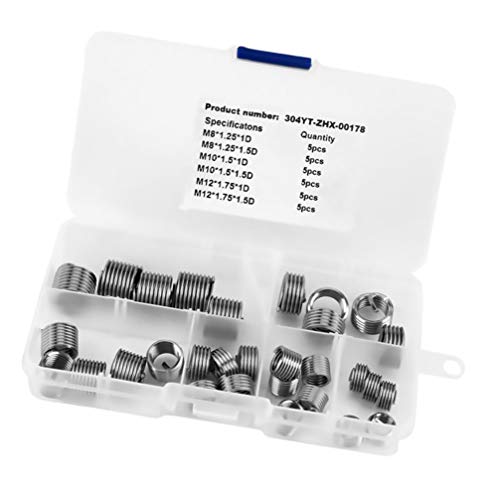 VILLCASE 30 Pcs Rosca FÃªmea Em AÃ§o InoxidÃ¡vel Serrilhado Inserir Kit de Sortimento de Porcas de E