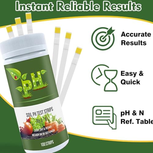 Image of 100 Soil pH Test Strips (pH 3-9) - Accurate Soil Testing Paper, Ideal for Garden, Lawn, Vegetables, Flowers & Indoor /Outdoor Plants