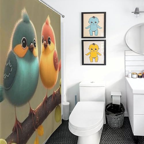 Rideau de douche oiseau polyester imperméable lavable 168x183cm - 3