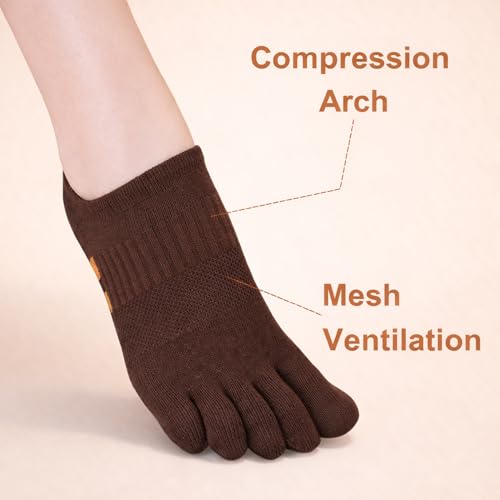 Image of soxsense Cushion No Show Toe Socks For Women Five Finger Socks Low Cut Athletic Running Socks 4 Pairs