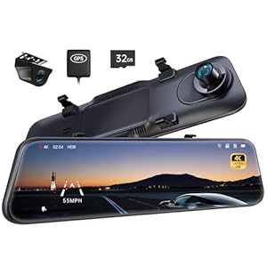 Pelsee P12 Pro 4K Mirror Dash Cam, 12” Rear View Mirror Camera Smart Driving Assistant w/ADAS and BSD,2160P Front and Rear Camera,Voice Control,Night Vision,Parking Monitoring,32GB Memory Card