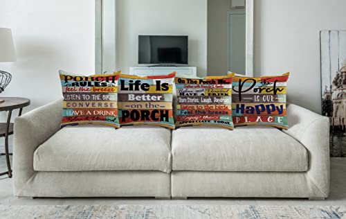 BXFAHZJ-Life-is-Better-On-The-Porch-Throw-Pillow-Cover-Pillowcase-18×18-Inch-Set-of-4-Decor-for-Farmhouse-Porch-Bench-Pillow-Room-Bed-Sofa-Porch-Decor-Porch-Rules-Pillow-Gifts-Housewarming BXFAHZJ Life is Better On The Porch Throw Pillow Cover Pillowcase 18×18 Inch Set of 4 Decor for Farmhouse Porch Bench Pillow Room Bed Sofa Porch Decor Porch Rules Pillow Gifts Housewarming