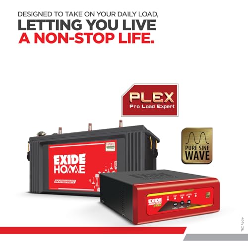 Image of Exide Inverter & Battery Combo for Home & Small Office - STAR12V900 (900VA /12V) Pure Sine Wave Inverter + INVASMART ISST1500 150Ah Short Tubular Battery | 42M Inverter & 36M Battery Warranty