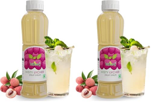 Image of Hitkary Misty Lychee Syrup 700 ml | Refreshing Lychee Drink Concentrate | Ideal for Mocktails, Coolers & Summer Drinks (Pack of 2)