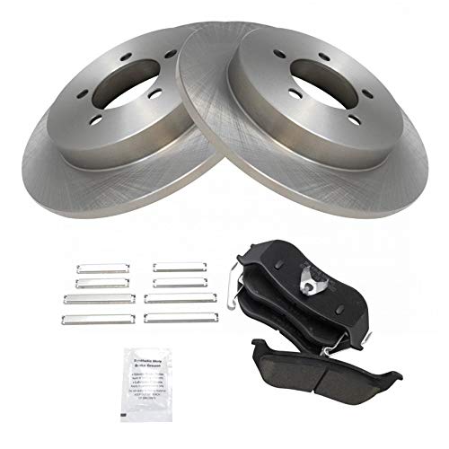 Image of TRQ Rear Brake Pad and Rotor Set Ceramic Rotors | For 2006-2010 Ford Explorer 2007-2010 Explorer Sport Trac Mercury Mountaineer