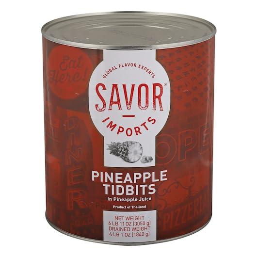 Savor Imports Pineapple Tidbits in Natural Juice, No. 10 Can, 6 Per Case
