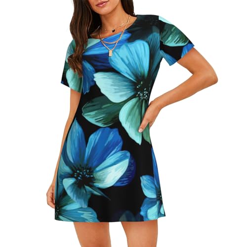 Chemise de nuit légère anti-transpiration à manches courtes et motif floral