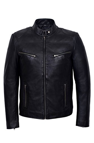 Chaqueta de cuero hombre estilo motociclista negro M miniatura 1