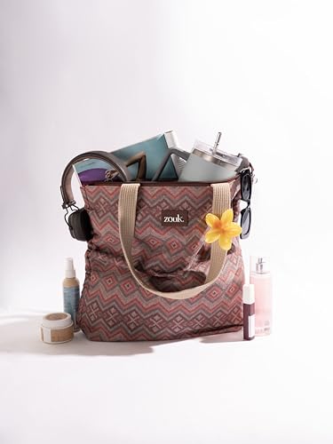 Image of ZOUK Ivy Tote Bag for Women | Handcrafted Jute Khadi with Vegan Leather Handles | Lightweight, Foldable & Travel-Friendly Everyday Carry Bag |