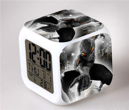Sunshine Grocery Spiderman Digital Clock 7 Colors Changing Spider Man LED Alarm Clock