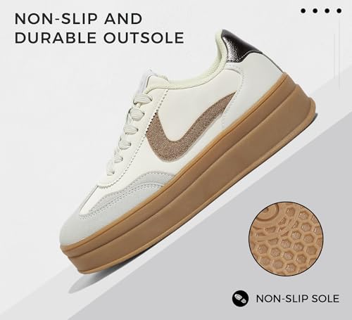 LUCKY STEP Women's Platform Fashion Sneakers Retro Casual Comfortable Walking Shoes Thick Sole Stylish Classic Tennis Trainers3