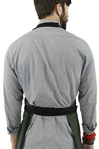 Under NY Sky No-Tie Barber Green Apron – Coated Heavy-Duty Nylon, Water and Chemical Resistant, Zipped Pockets, Split-Leg – Adjustable for Men, Women – Pro Hair Stylist, Colorist, Artist, Bartender