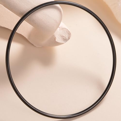 Image of Jude Jewelers 2mm Width Stainless Steel Classic Plain Simple Stackable Bangle Bracelet (Black), Medium